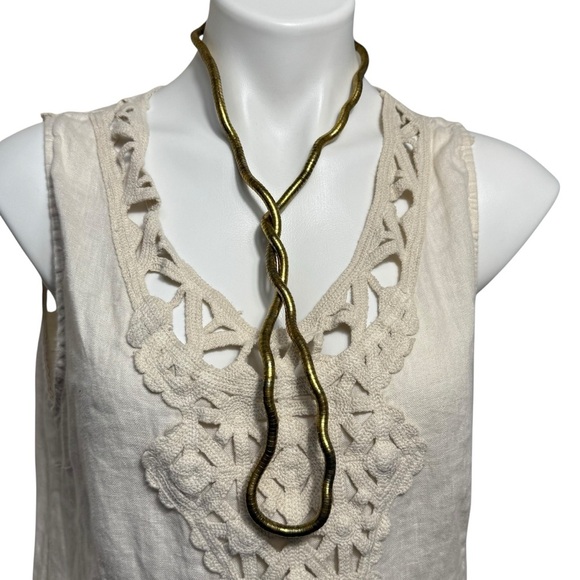 Chunky Herringbone Design Flexible Snake Necklace Twist & Style Statement Gold - Picture 1 of 1